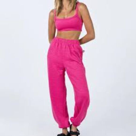 Princess Polly Pants Jogger Quilted HIgh Rise Barbie Pink Streetwear Stretchy 2 - Picture 4 of 14
